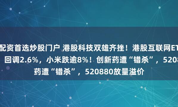 配资首选炒股门户 港股科技双雄齐挫！港股互联网ETF（513770）回调2.6%，小米跌逾8%！创新药遭“错杀”，520880放量溢价